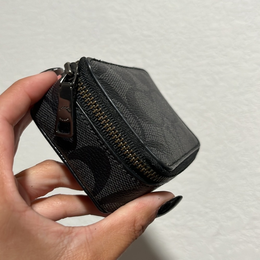 Coach Black Signature Monogram Small Zip Case - Picture 3 of 6